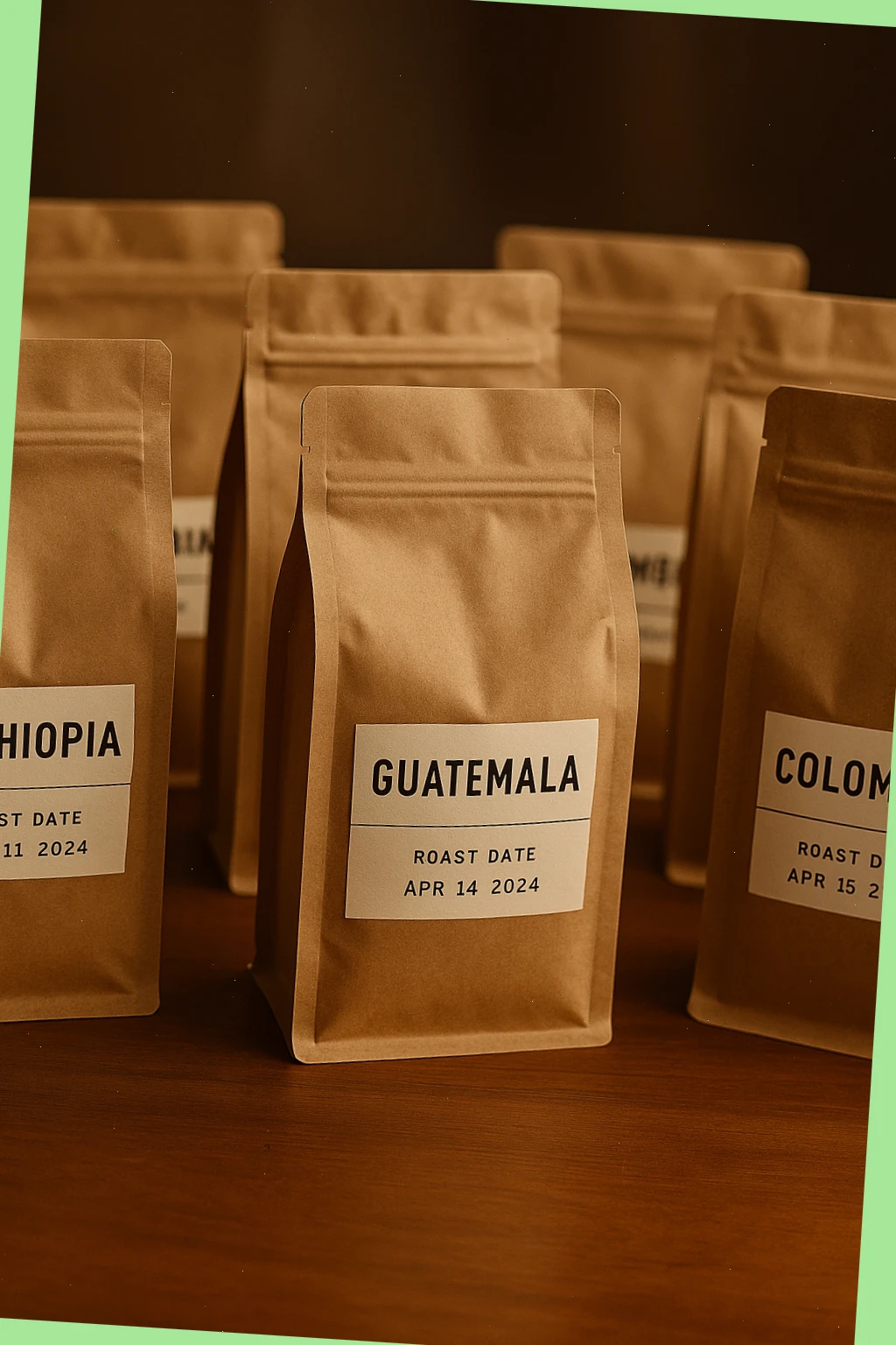 paper coffee bags from local roasters with clear roast dates and origin labels